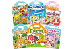 Walenced Reusable Sticker Book for Toddlers 2-4 Years, Stickers for Kids, Toddler Craft Activities, Toddler Travel Toys Ages 2+ Boy Girl Birthday Gifts