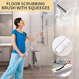 Thboxes Floor Scrubbing Brush with Long Handle 9 Inch 2 in 1 Squeegee view 6