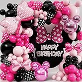 ALL-IN-1 Minnie Balloon Arch Kit with BONUS Bow & Mouse Head - Mini Mouse Balloons for Birthday Decorations & Oh Twodles Party Supplies Girl - Minnie Birthday Party, Baby Shower
