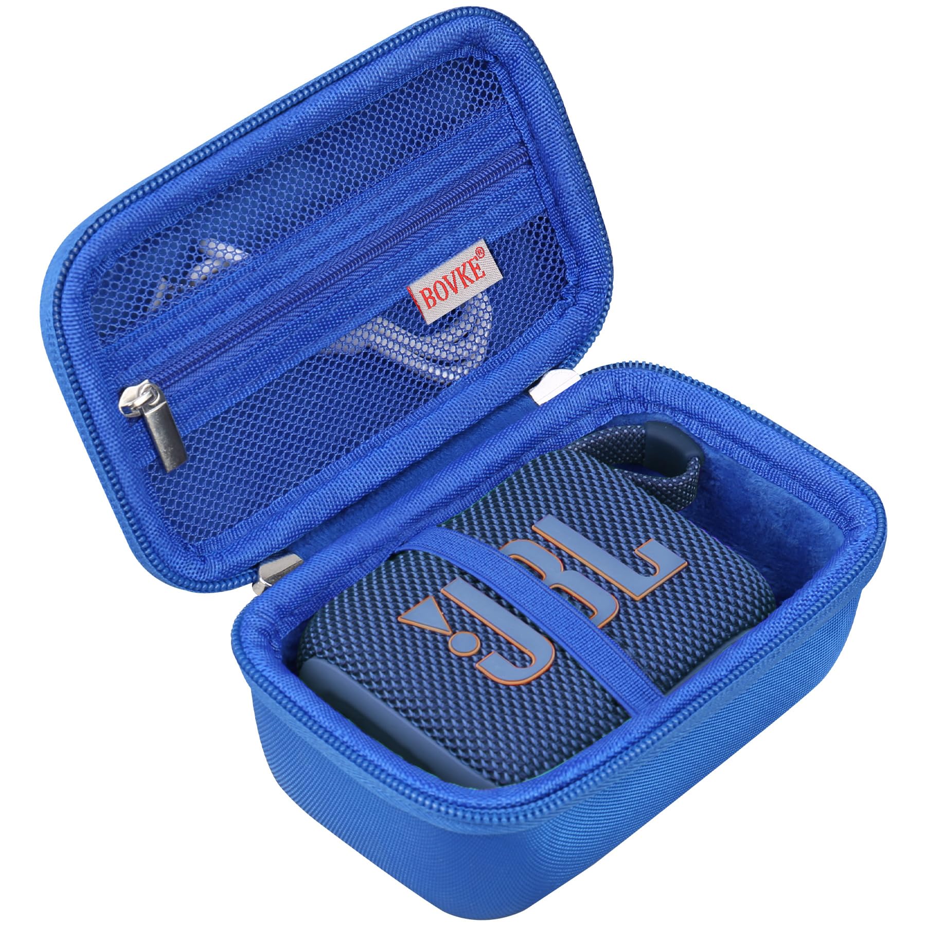 BOVKE Carrying Case Compatible with JBL Go 3/4 Wireless Bluetooth Portable Speaker, Extra Mesh Pocket for Charging Cables and Accessories, Blue