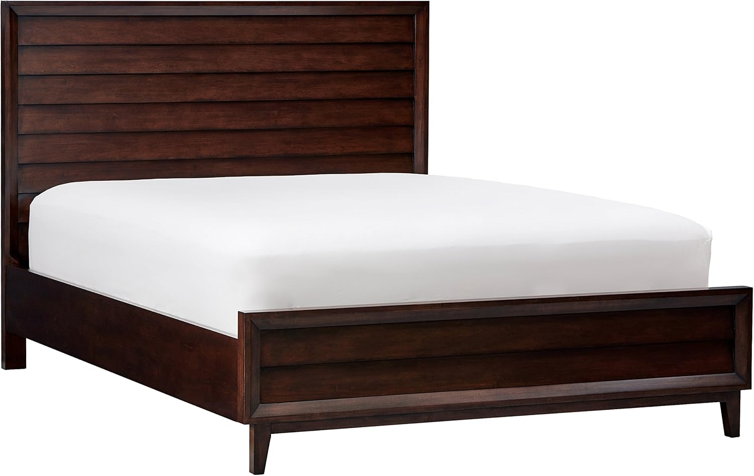 Rivet Ventura Mid-Century Louvered Queen Bed, 86"L, Cherry