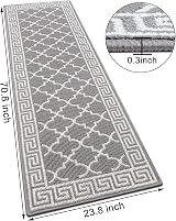SHACOS Non Slip Hallway Runner Rug 60x180 cm Grey TPR Backing Easy Clean view 2