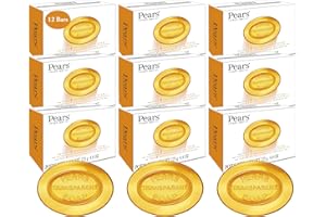 Pears Glycerin Soap, Transparent Amber with Natural Oils, 12-Pack – Pure & Gentle Cleanser for Soft, Glowing Skin, 4.4 Oz Ea