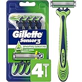 Gillette Sensor3 Sensitive Men's Disposable Razor, 4 Count