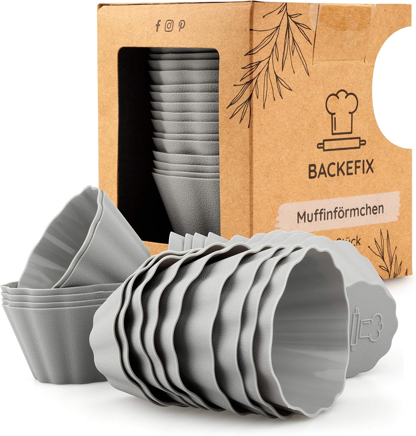 Backefix Neue verbesserte Muffinförmchen aus Silikon - Stabiler, größer und hochwertiger als zuvor - 24 Stück