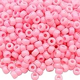 Auvoau 1000Pcs Pony Beads Bracelet 9mm Pink Plastic Barrel Pony Beads for Necklace,Hair Beads for Braids,Key Chain,Jewelry Making (Pink)
