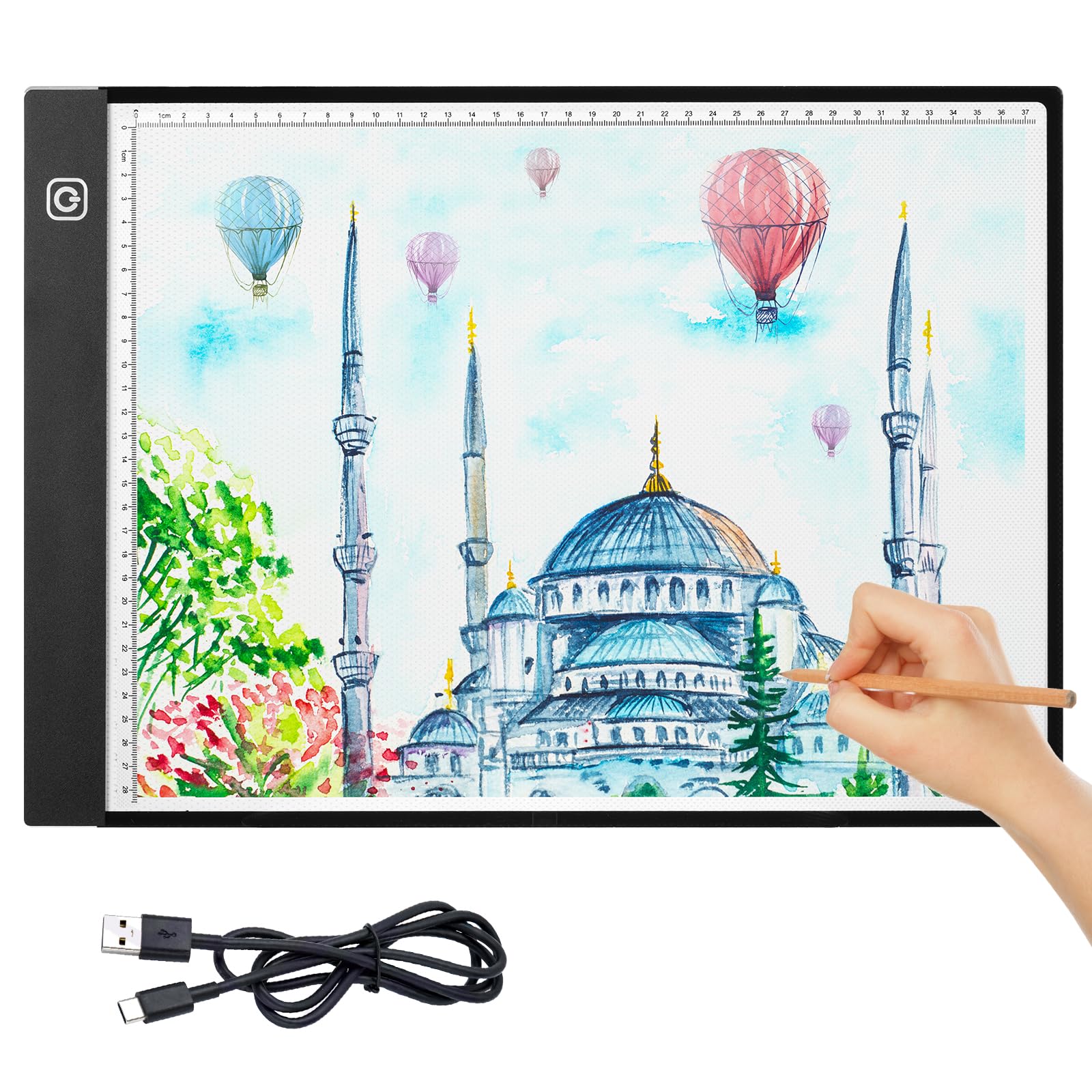 AUAUY A3 LED Light Pad for Diamond Painting, 3 Levels Adjustable Brightness Light Box Drawing Board, Diamond Drawing Art Light Board,Stepless Dimmable Brightness Tracing Light Pad, USB Powered