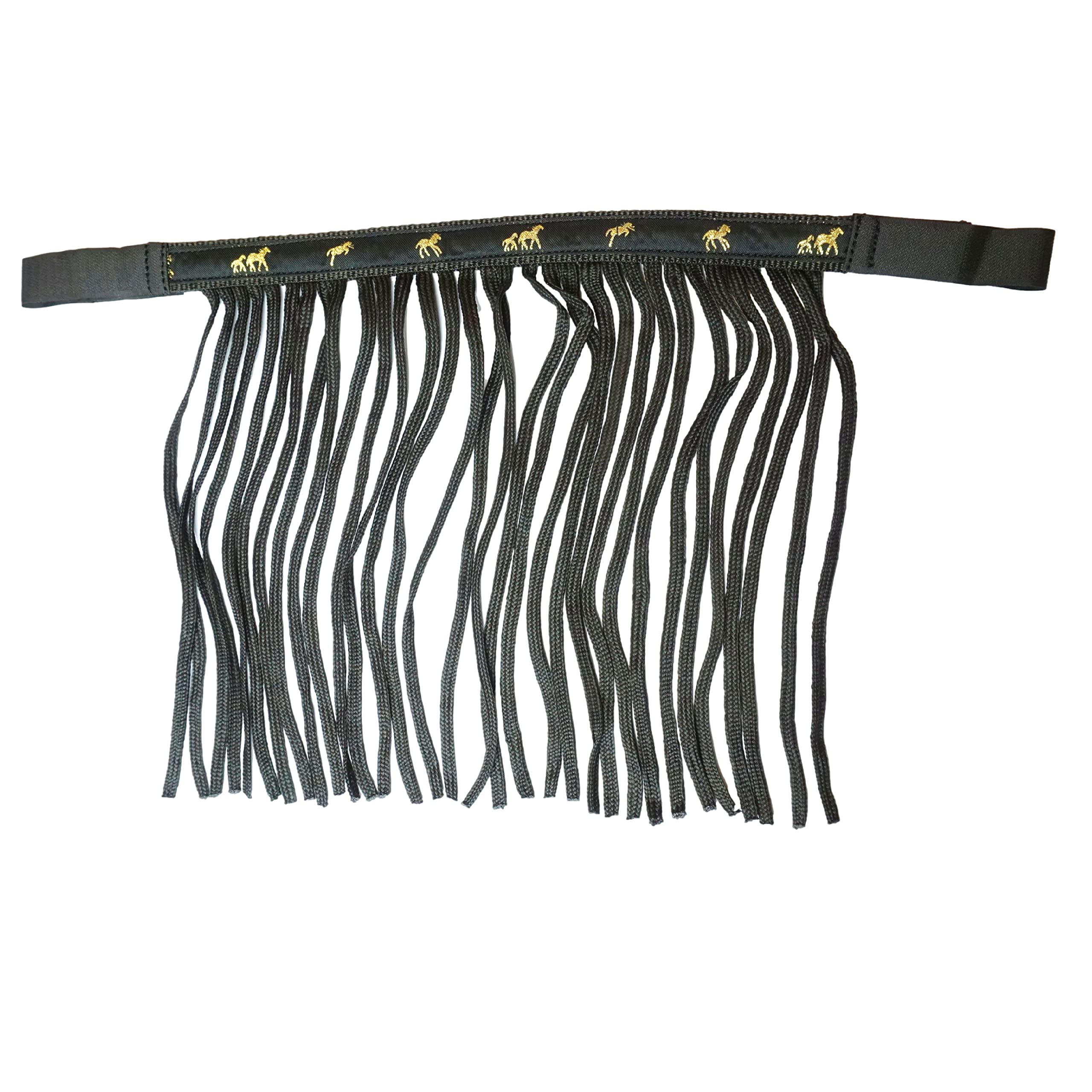 Fly Fringe for Horses, Fly Mask with Fringes and Fastening, Fly Cover for Shetty, Pony, Cob, Warmblood, Kb (Warmblood (Full), Black)