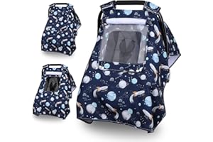 Bnditeu Car Seat Cover Baby, Carseat Covers Baby with 2 Layers Breathable Windows, Windproof Infant Car Seat Cover, Kick-Proof Baby Carrier Cover for Baby Boy Newborn Essentials