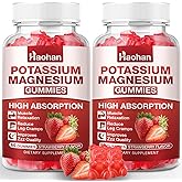 Potassium Magnesium Gummies with Electrolytes & Vitamins - Magnesium Glycinate, Potassium Citrate, Calcium, Vitamins B6, D3 & K2 for Muscle Function & Recovery - Vegan, Strawberry, 120 Count
