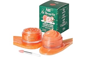 ANAI RUI Lip Care Set, Lip Scrubber Exfoliator & Lip Balm Hydrating for Christmas, Lip Exfoliator Scrub and Moisturizer Stocking Stuffers For Women, Lip Sleeping Mask for Dry Dark Lips