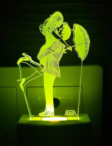 Ajanta Plastic Love Couple 3D Night Lamp (Multicolour)