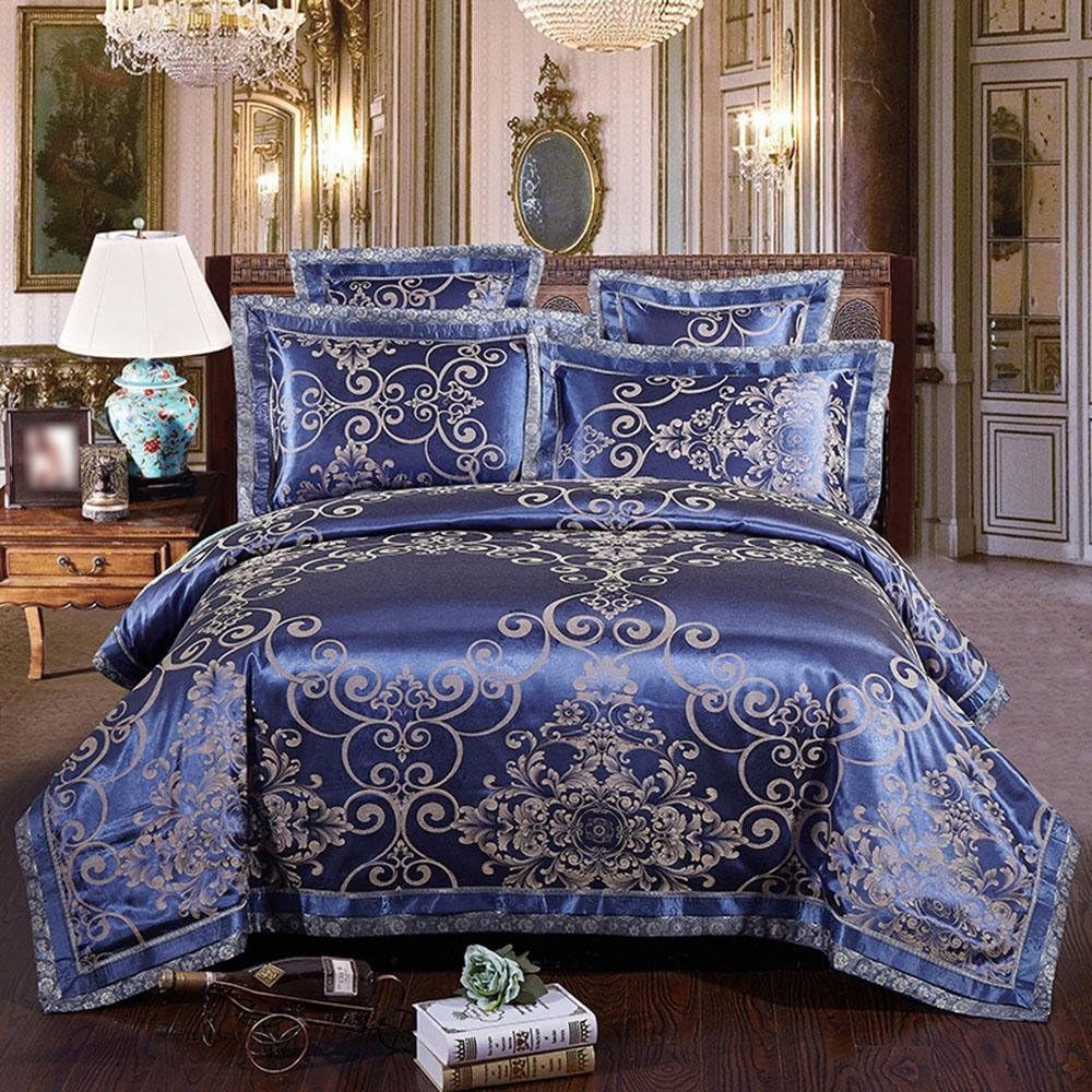 Luxury satin jacquard Bedding set Bedroom Set Duvet Set Double Duvet Set wedding Christmas gift 4pcs 1 Quilt cover, 1 Bed sheets, 2 Pillow Cases , A , 200x230cm