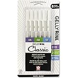 SAKURA Gelly Roll Classic Gel Pens, Opaque White Ink, Ass't Tips 05/08/10, 6 PK 57461