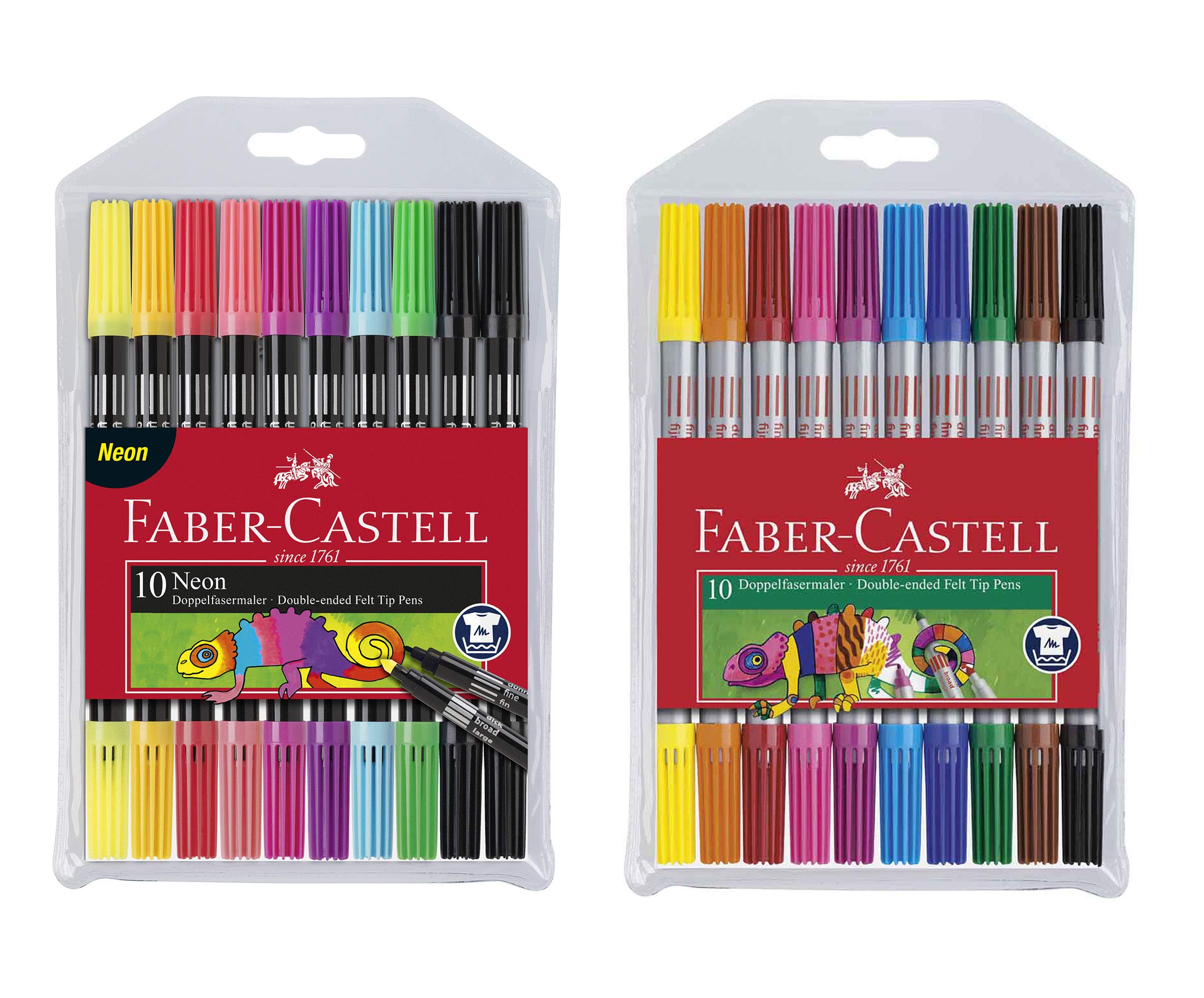 Faber-Castell - Dual Tip Pens (Standard + Neon, 2 Cases of 10)