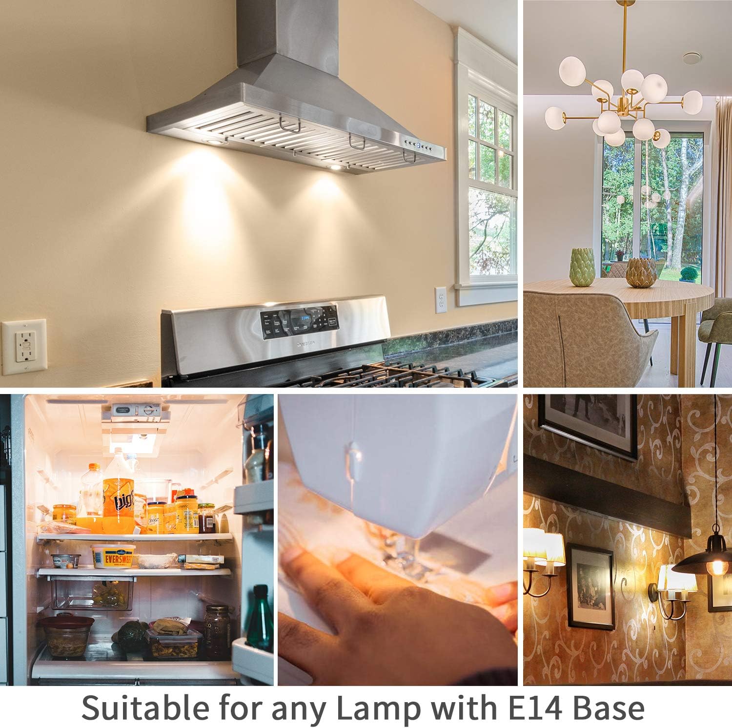DiCUNO E14 Cooker Hood LED Bulb 3W, 30W Halogen Equivalent, 280LM, Warm White 2700K, E14 Ceramic Base - Image 4