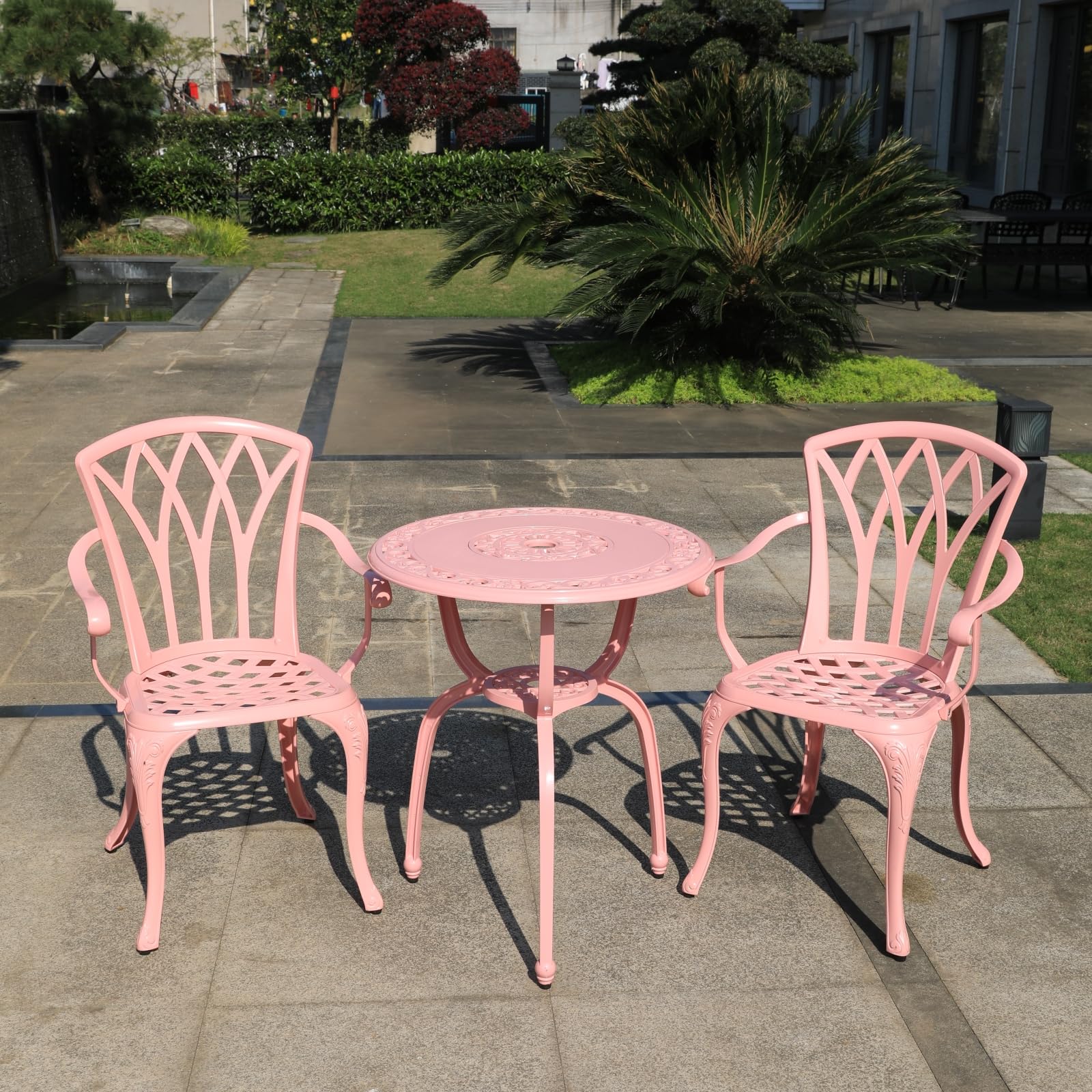 C/G Bistro Set 3 Piece Outdoor Cast Aluminum Patio Bistro Set with ...