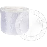 Ilyapa 100 Pack 7 Inch Disposable Dessert Plates, Plastic Clear Party Plate Sets for 100 Guests, Clear Appetizer and Cake Plates 7", Party & Dinner Accessories, Sunburst