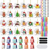 Seenelling 24 Set Ceramic Paint Kit, Santa Snowman DIY Ornaments | Unpainted Ceramics, Includes Paints Brushes Strings, Reindeer Penguin Tree Wreath, Adults DIY Holiday Ornament Craft Decor