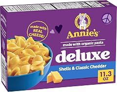 Annie's Deluxe Cheddar Mac & Cheese Shells, 11 oz | Organic Pasta Shells, Rich and Creamy, Real Cheddar Cheese Sauce, No Arti