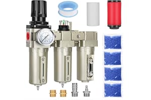 CATART 1/2" NPT Industrial Air Dryer for Compressor,3 Stage Air Compressor Water Separator System,Filter Oil Water Separator Dryer for Plasma Cutter and Paint Spray,Manual Drain