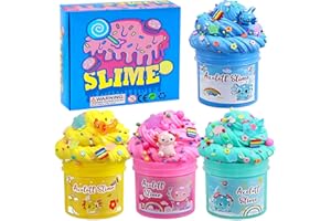 uscan axolotl Butter Slime Fluffy Slime Kit, axolotl Slime for Kids Cloud Slimes Pack of 4,Stretchy and Non Sticky Slime Supp