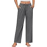 Ekouaer Women's 100% Cotton Pajama Pants Casual Drawstring Pj Bottom Soft Pj Pants