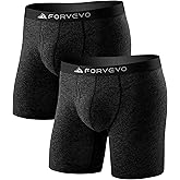 FORVEVO Merino Wool Underwear Men 2 Pack,Breathable Dry Men's Boxer Briefs,Comfortable Moisture Wicking Long leg Boxer Shorts