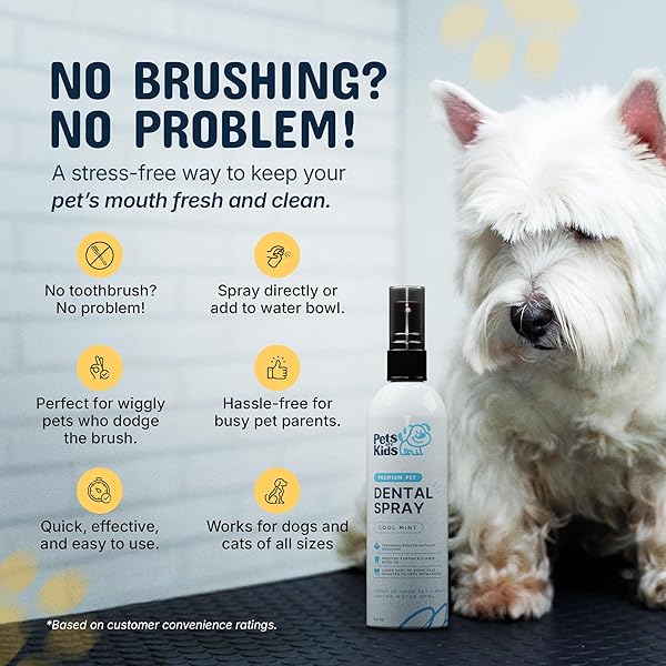PETS ARE KIDS DOG DENTAL SPRAY – 8OZ PREMIUM DOG BREATH SPRAY & DENTAL CARE – NATURAL BREATH FRESHENER, FIGHTS TARTAR, PLAQUE & GUM DISEASE, MOUTHWASH FOR DOGS & CATS – MINT FORMULA WATER ADDITIVE