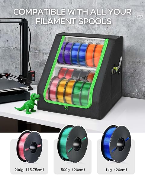 FANGSUN 3D PRINTER FILAMENT STORAGE BOX – HOLDS UP TO 21 SPOOLS, 2-TIER FILAMENT RACK AND ORGANIZER BOX WITH STABLE TRAPEZOID FRAME AND POCKETS FOR 3D PRINTING ENTHUSIASTS IN HOME, STUDIO, OR WORKSHOP