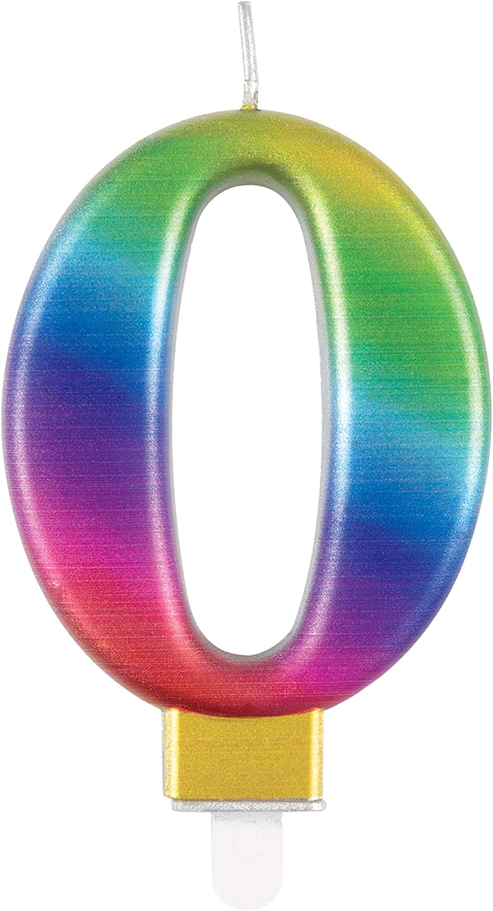 Unique Metallic Rainbow Number 0 Birthday Candle 3D Topper Party Decor