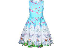 Doxrmuru Easter Bunny Dress for Girls Easter Outfit Sleeveless Bunny Tutu Dress with Colored Belt for Easter Sping Party