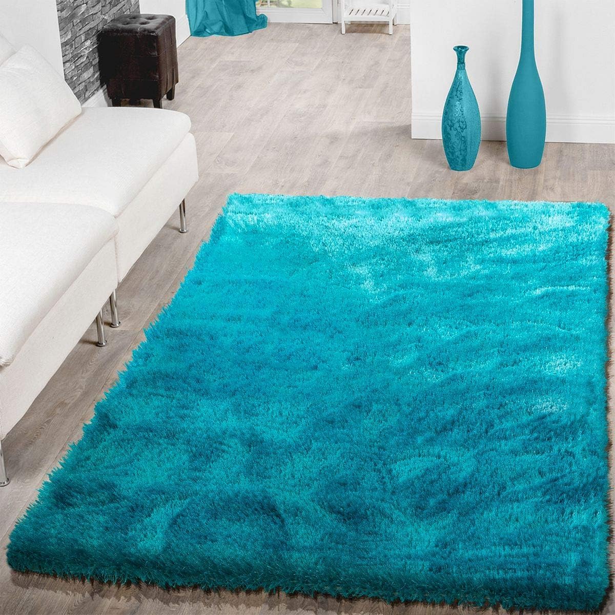 Rug Living Room Deep Pile Rugs Modern Elegant Soft Shimmer In Plain