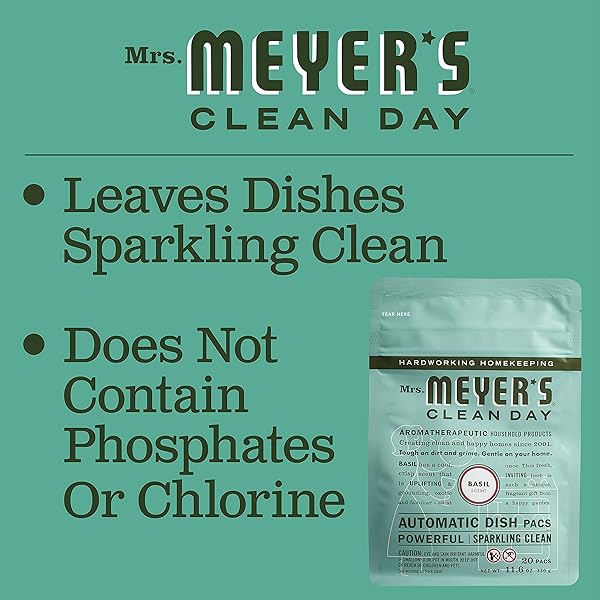 MRS. MEYER’S CLEAN DAY AUTOMATIC DISH PILLOW BASIL DETERGENT PODS, 12.7 OZ. 20 COUNT