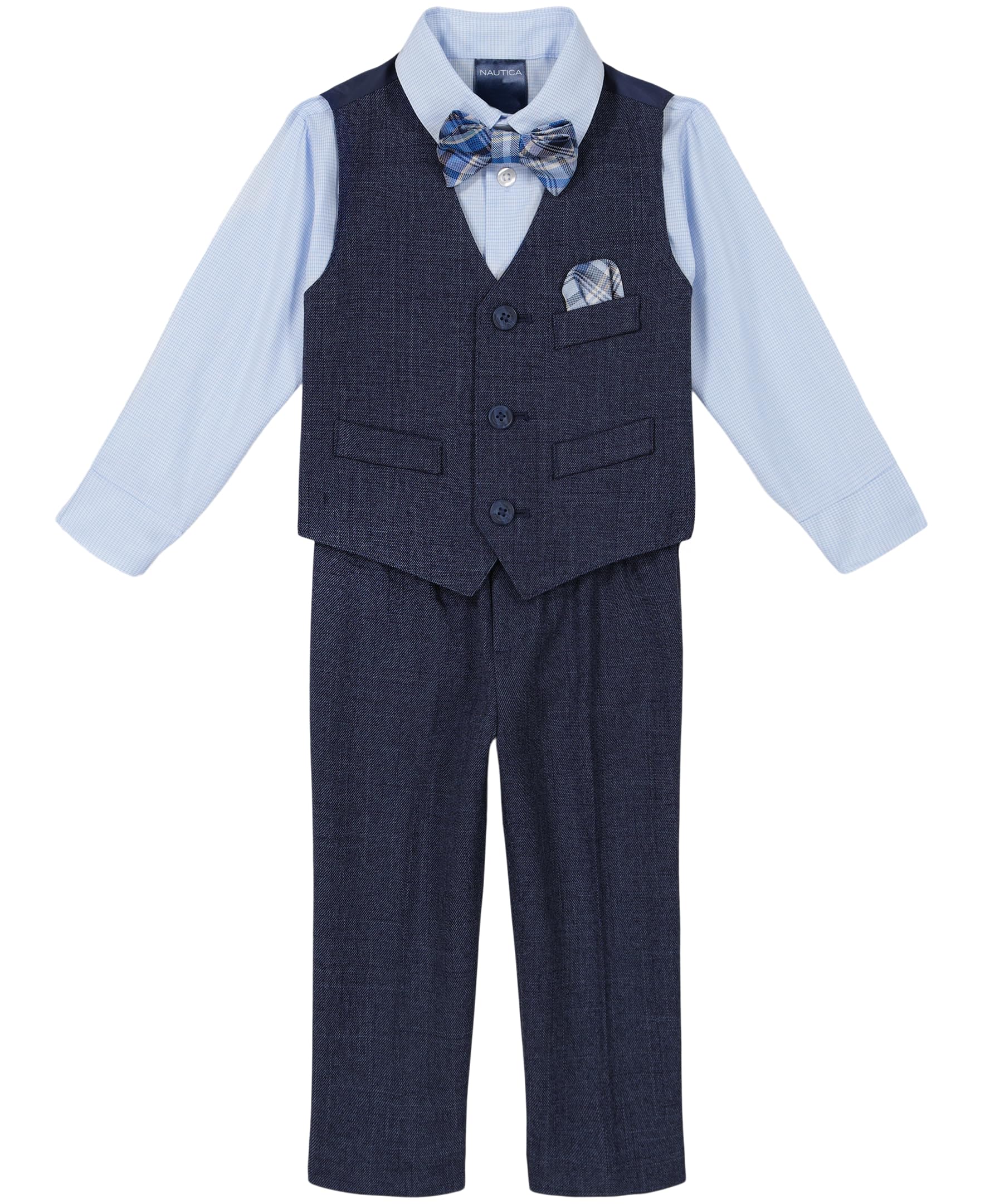 Photo 1 of Nautica Baby Boys' 4-Piece Set with Dress Shirt, Vest, Pants, and Tie, Tanzanite, 12 Months