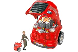 Qaba Kids Truck Engine Toys for Boys Girls 3 4 5 Years Old, Toddlers Construction Educational Repair Car Tool Set with Light 