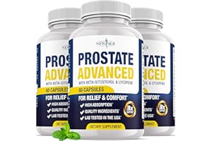 NEW AGE Prostate Advanced Prostate Supplement for Men – Reduce Bathroom Trips, Promote Sleep, Support Health & Bladder Emptying - Made with Lycopene, Beta Sitosterol - 180 Count