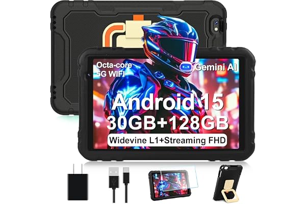2026 Tablet 10 inch Android 15 Tablets 30GB+128GB+1TB Expand, 8000mAh Octa-Core Eletronic Tablet with Drop-proof Case, Gemini AI, HD IPS Display, GPS, 5G WIFI,Split-screen, Widevine L1 -Metal Black