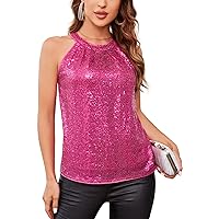 RoseSeek Women's Backless Halter Neck Crop Top - Sleeveless Slim Fit Party Top With Ruched Detail - View #9