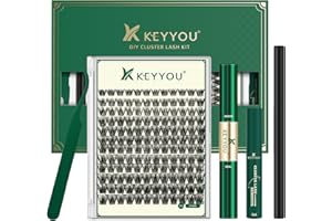DIY Lash Extension Kit KEYYOU 144pcs Lash Clusters Eyelash Extension Kit with Mascara Brush Bond and Seal Lash Glue Remover Lash Applicators Lash Brush for DIY Lash Extensions (Y01 Kit)