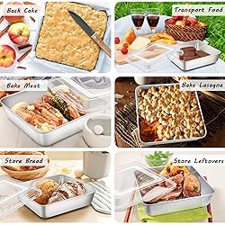 P&P CHEF Square Baking Cake Pan with Lid, Stainless