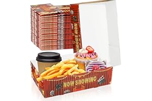 BACSBOO 30 Pcs Movie Night Snack Trays 4 Corner Food Boxes Movie Night Party Supplies Paper Food Trays Cinema Party Favors Disposable Food Holders for Popcorn Nacho Theater Snack