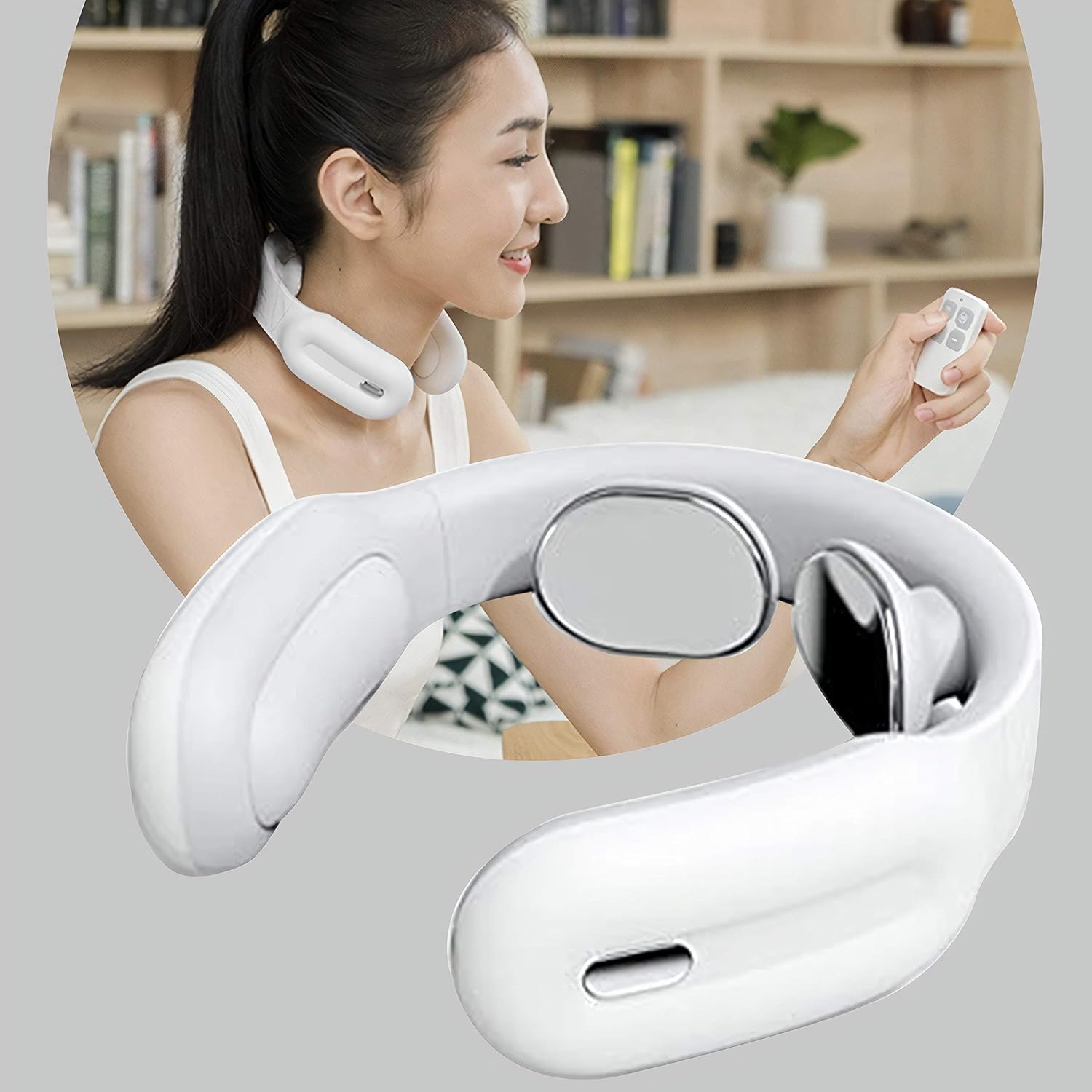 Intelligent Neck Massager with Heat - Deep Tissue Massager for Neck Pain Relief, 3 Modes 15 Speeds Ergonomic Handheld Massager, Electric Pulse Neck Massage for Women and Men (White): Health & Personal Care