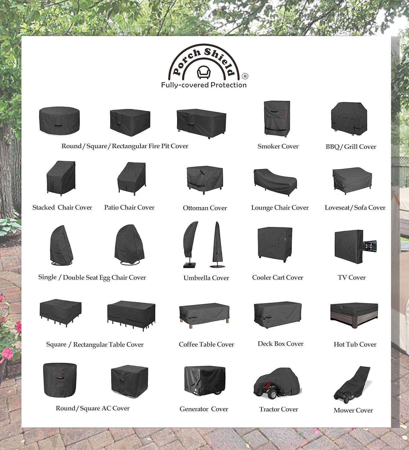Porch Shield Patio Deck Box Storage Cover - Outdoor Waterproof 600D Rectangular Fire Pit Table Covers 46 x 24 inch, Black : Garden & Outdoor