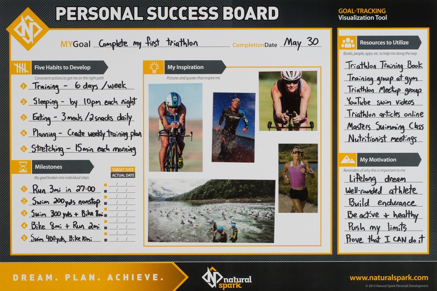 GOAL PLANNING AND GOAL ACHIEVEMENT POSTER (DRY ERASE) Visualize Goals