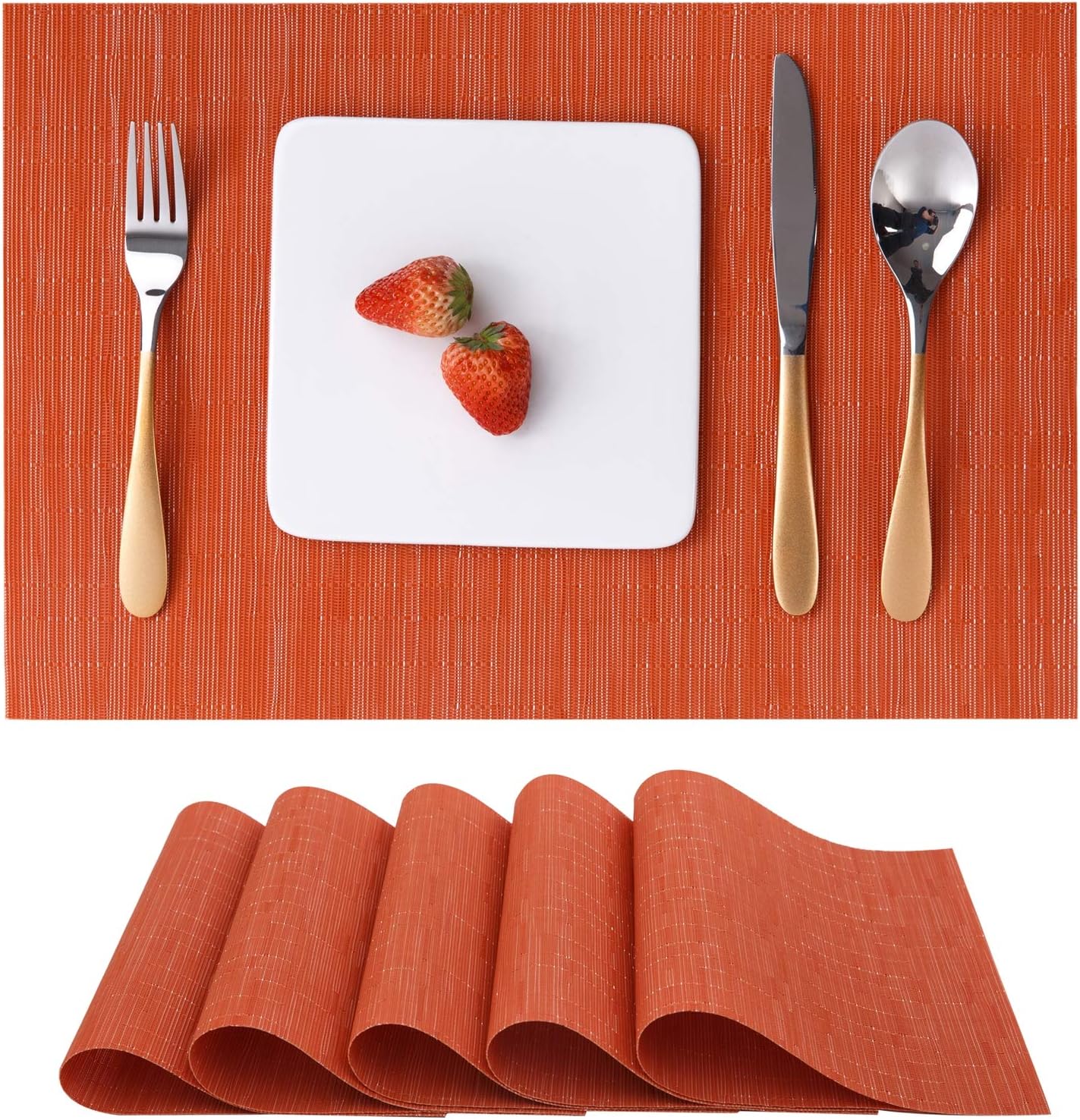 Tovagliette Americane In Plastica Matches21 Elegance - Set Da 8 - Rosa Antico - 45x30 Cm - Lavabili - 4