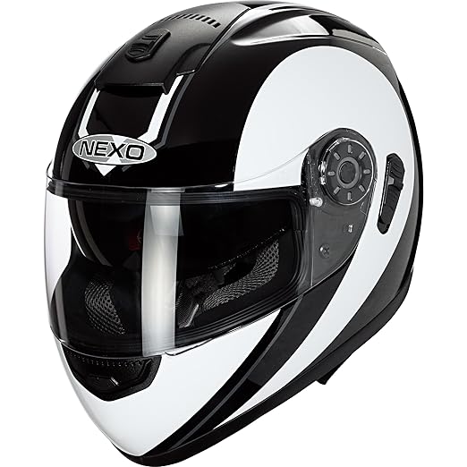 Nexo Motorradhelm, Vollvisierhelm, Integralhelm Travel, integrierte Sonnenblende, mehrfache Be- und Entlüftung, Ratschenversc