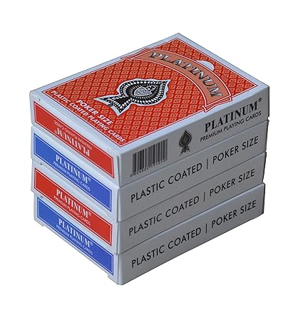 The Ace Card Company Plastic Coated Linen Playing Cards (2 Red, 2 Blue) - 4 Pack