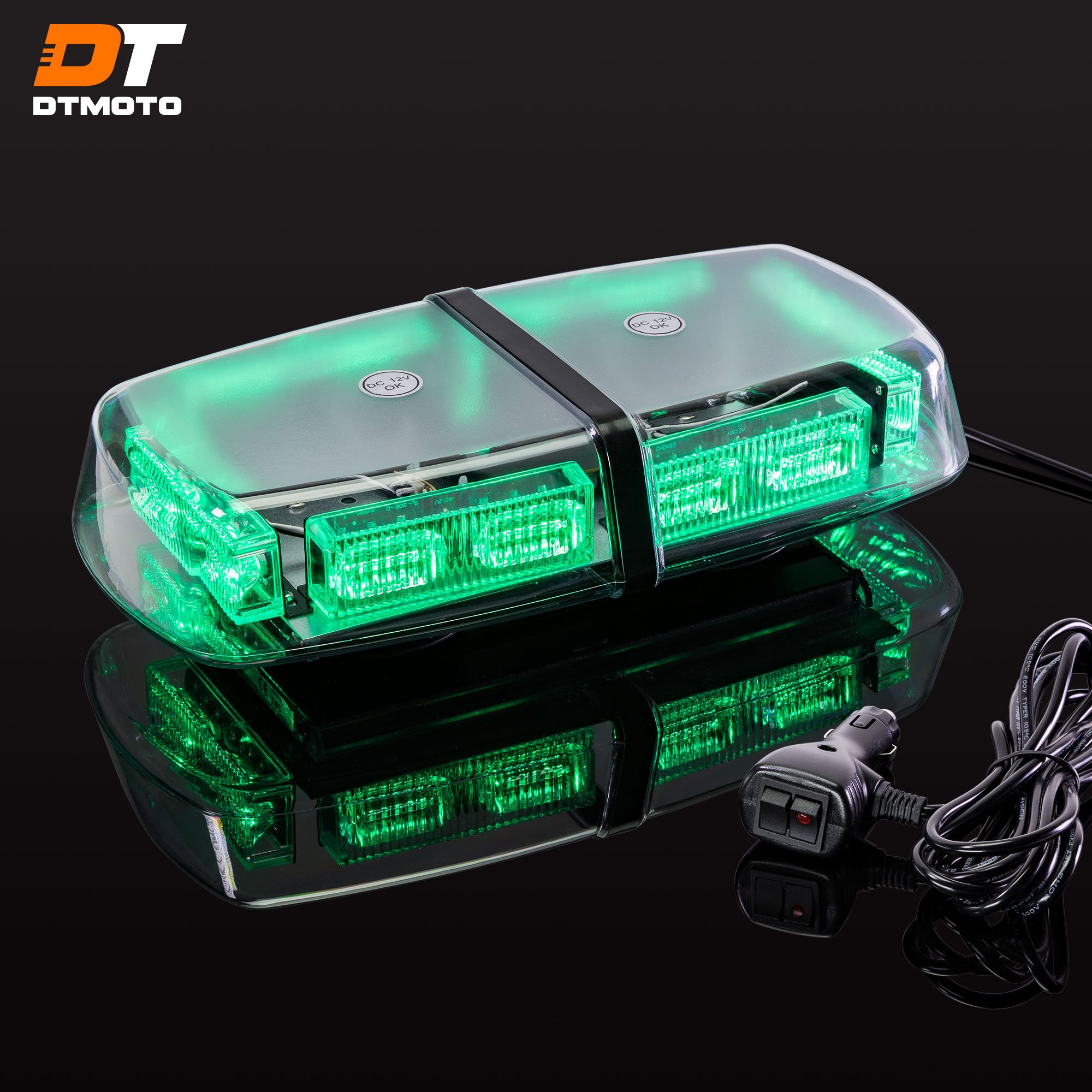 12" 36W Green LED Emergency Flashing Mini Light Bar Waterproof