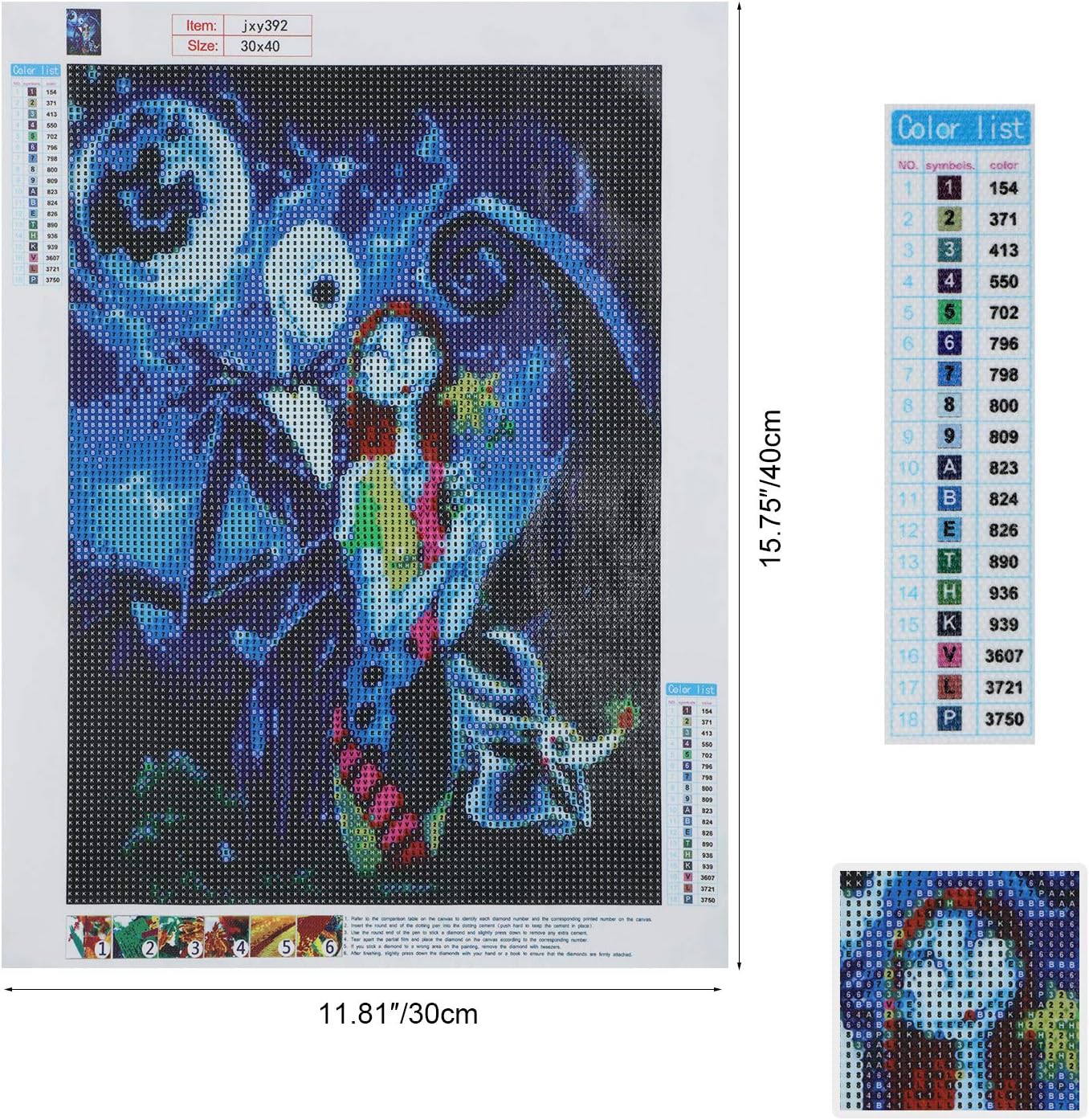 MWOOT 5D Full Drill Diamond Embroidery Painting Kit,Halloween Skull DIY Diamond Rhinestone Pasted Painting Cross Stitch Crafts for Home Wall Decor (30x40cm),Style B - Image 4